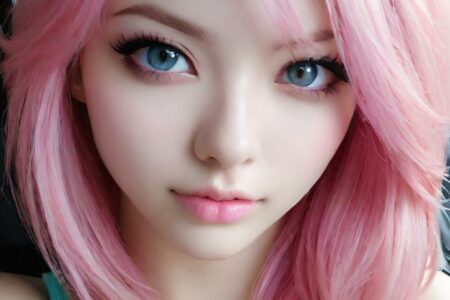 AI girl with pink hair wallpaper