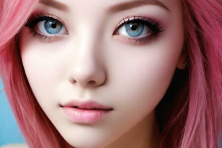 AI girl with pink hair wallpaper