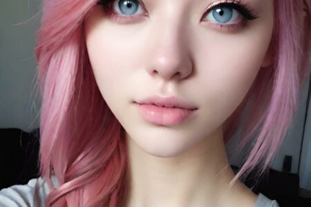 AI girl with pink hair wallpaper