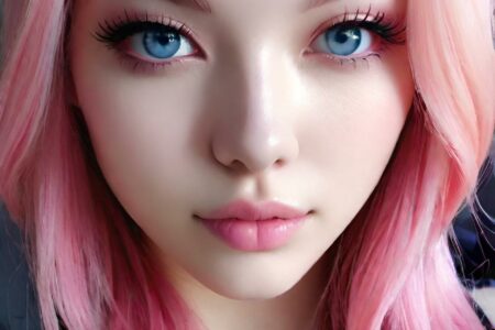 AI girl with pink hair wallpaper