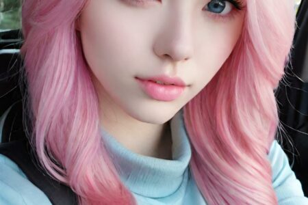 AI girl with pink hair wallpaper