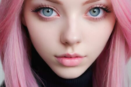 AI girl with pink hair wallpaper