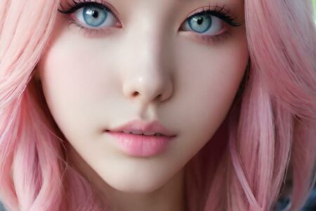 AI girl with pink hair wallpaper