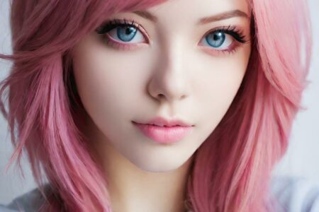 AI girl with pink hair wallpaper