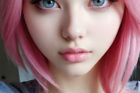 AI girl with pink hair wallpaper