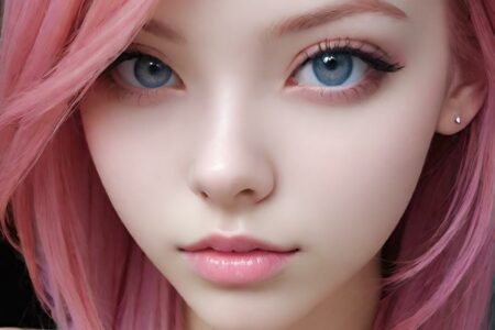 AI girl with pink hair wallpaper