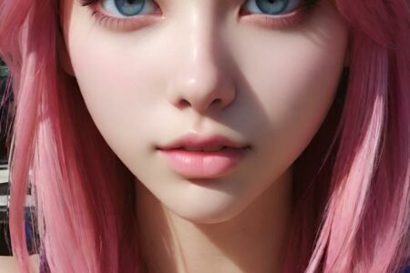 AI girl with pink hair wallpaper