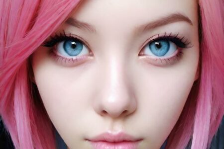 AI girl with pink hair wallpaper