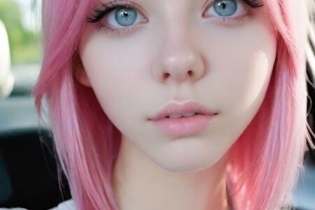 AI girl with pink hair wallpaper