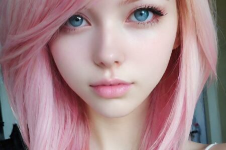 AI girl with pink hair wallpaper
