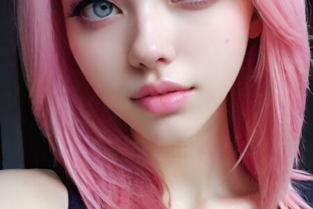 AI girl with pink hair wallpaper