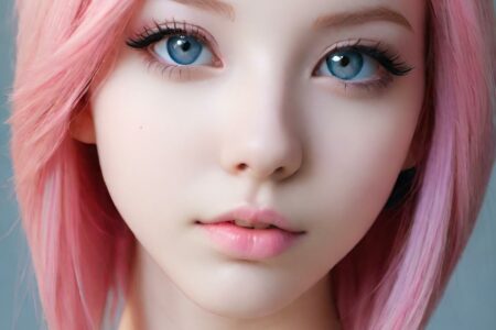 AI girl with pink hair wallpaper
