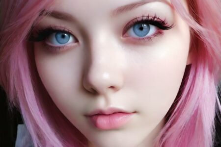 AI girl with pink hair wallpaper