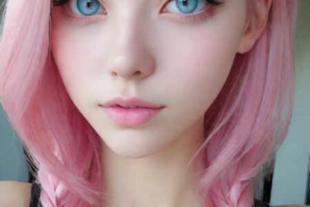 AI girl with pink hair wallpaper