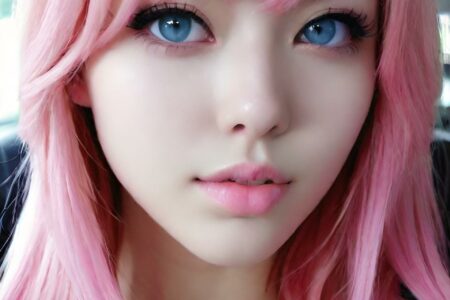 AI girl with pink hair wallpaper