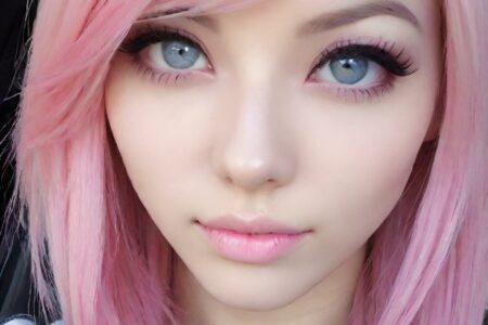 AI girl with pink hair wallpaper