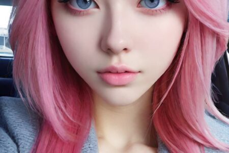 AI girl with pink hair wallpaper