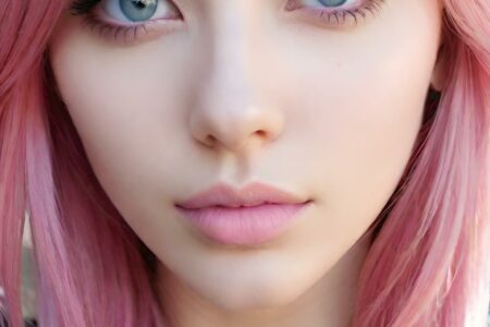 AI girl with pink hair wallpaper