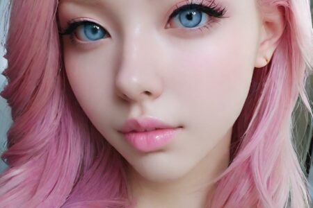 AI girl with pink hair wallpaper