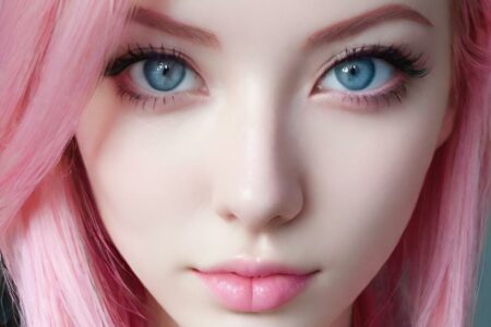 AI girl with pink hair wallpaper
