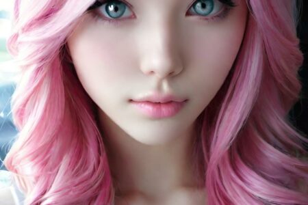 AI girl with pink hair wallpaper