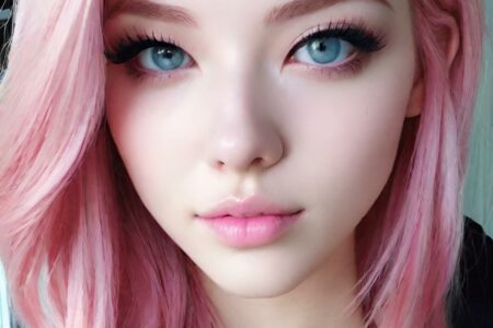 AI girl with pink hair wallpaper
