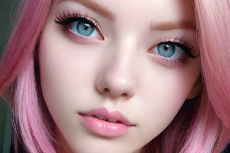 AI girl with pink hair wallpaper