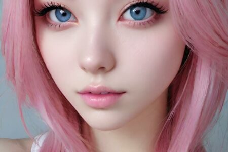 AI girl with pink hair wallpaper