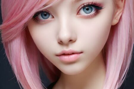 AI girl with pink hair wallpaper