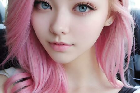 AI girl with pink hair wallpaper