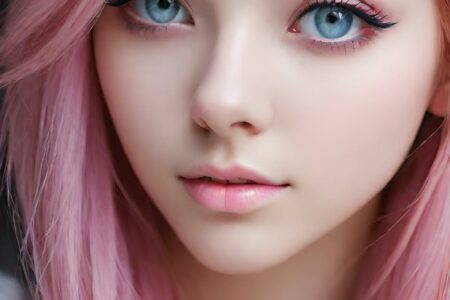 AI girl with pink hair wallpaper