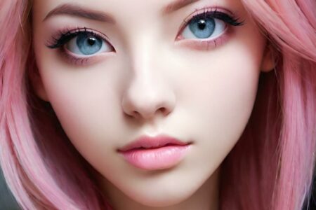 AI girl with pink hair wallpaper