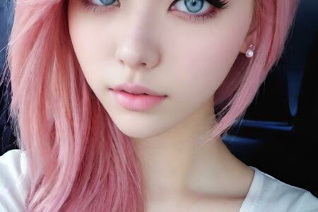 AI girl with pink hair wallpaper