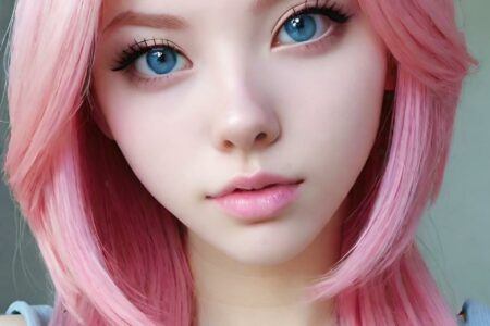 AI girl with pink hair wallpaper