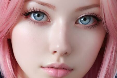 AI girl with pink hair wallpaper