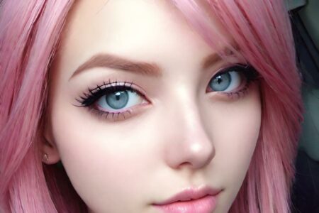 AI girl with pink hair wallpaper
