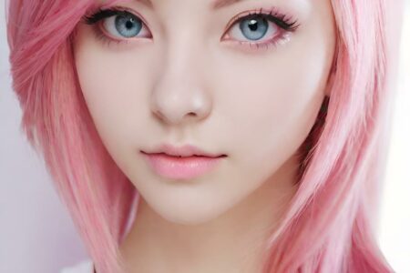 AI girl with pink hair wallpaper
