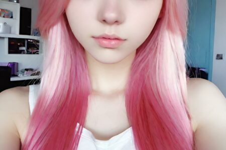 AI girl with pink hair wallpaper