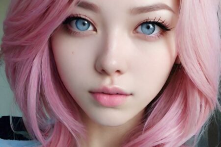 AI girl with pink hair wallpaper