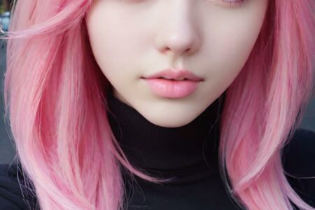AI girl with pink hair wallpaper