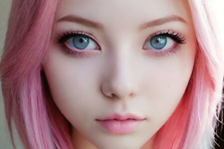 AI girl with pink hair wallpaper