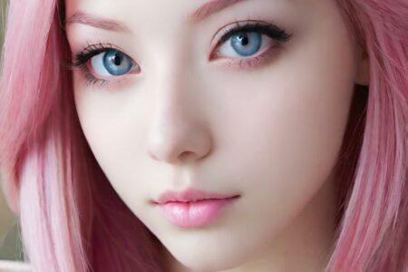 AI girl with pink hair wallpaper