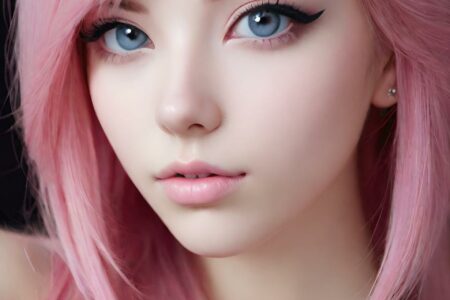 AI girl with pink hair wallpaper