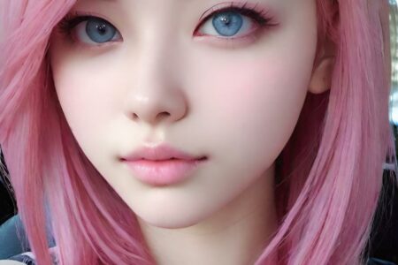 AI girl with pink hair wallpaper