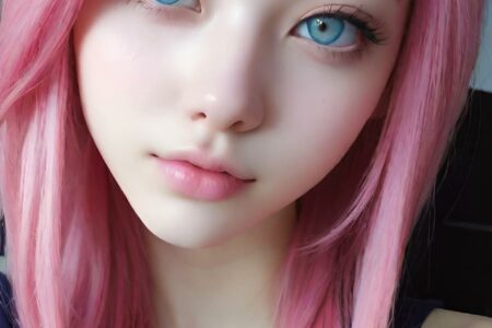 AI girl with pink hair wallpaper