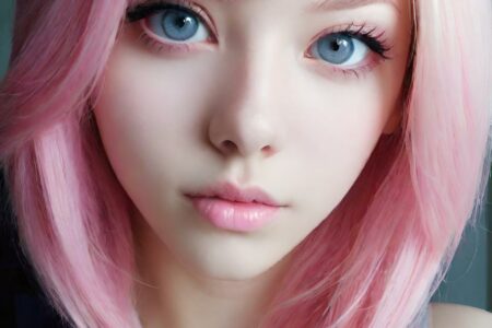 AI girl with pink hair wallpaper