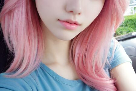AI girl with pink hair wallpaper