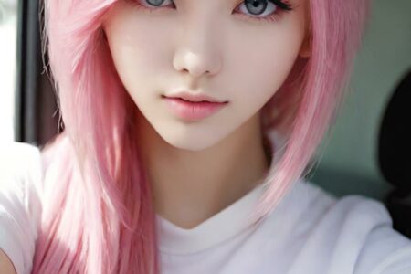 AI girl with pink hair wallpaper