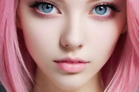 AI girl with pink hair wallpaper