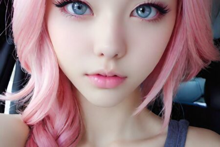 AI girl with pink hair wallpaper